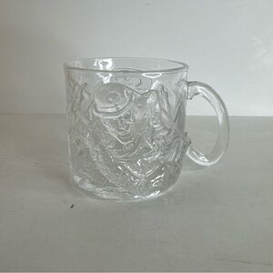 McDonald's Batman Forever Embossed Riddler Mug 10oz Glass Cup w/ Handle VTG 1995